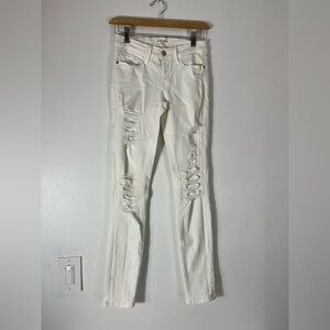 FRAME Denim White Distressed Le Skinny Jeans Womens Waist Size 24